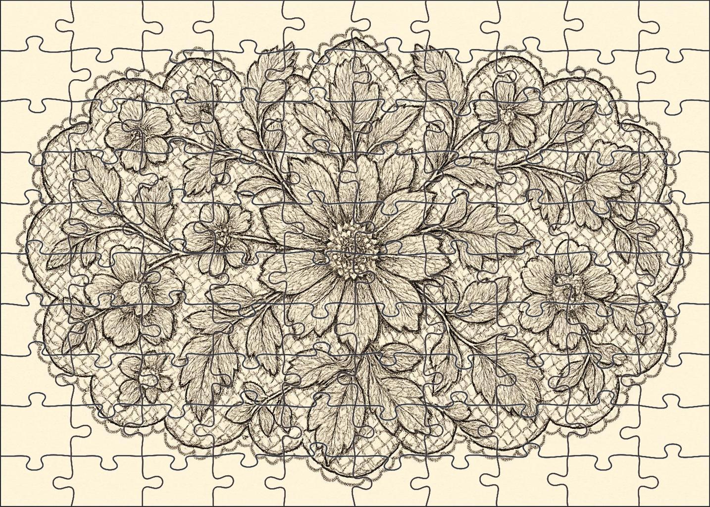 Floral Lace Pattern Fine Pen And Ink Ornamental Drawing Puzzle Challenge