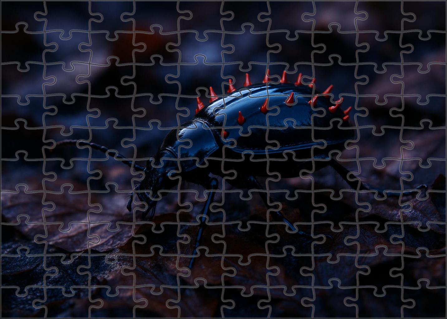 Crimson Spineback Beetle Armored Insect With Radiant Red Spikes Puzzle Fun