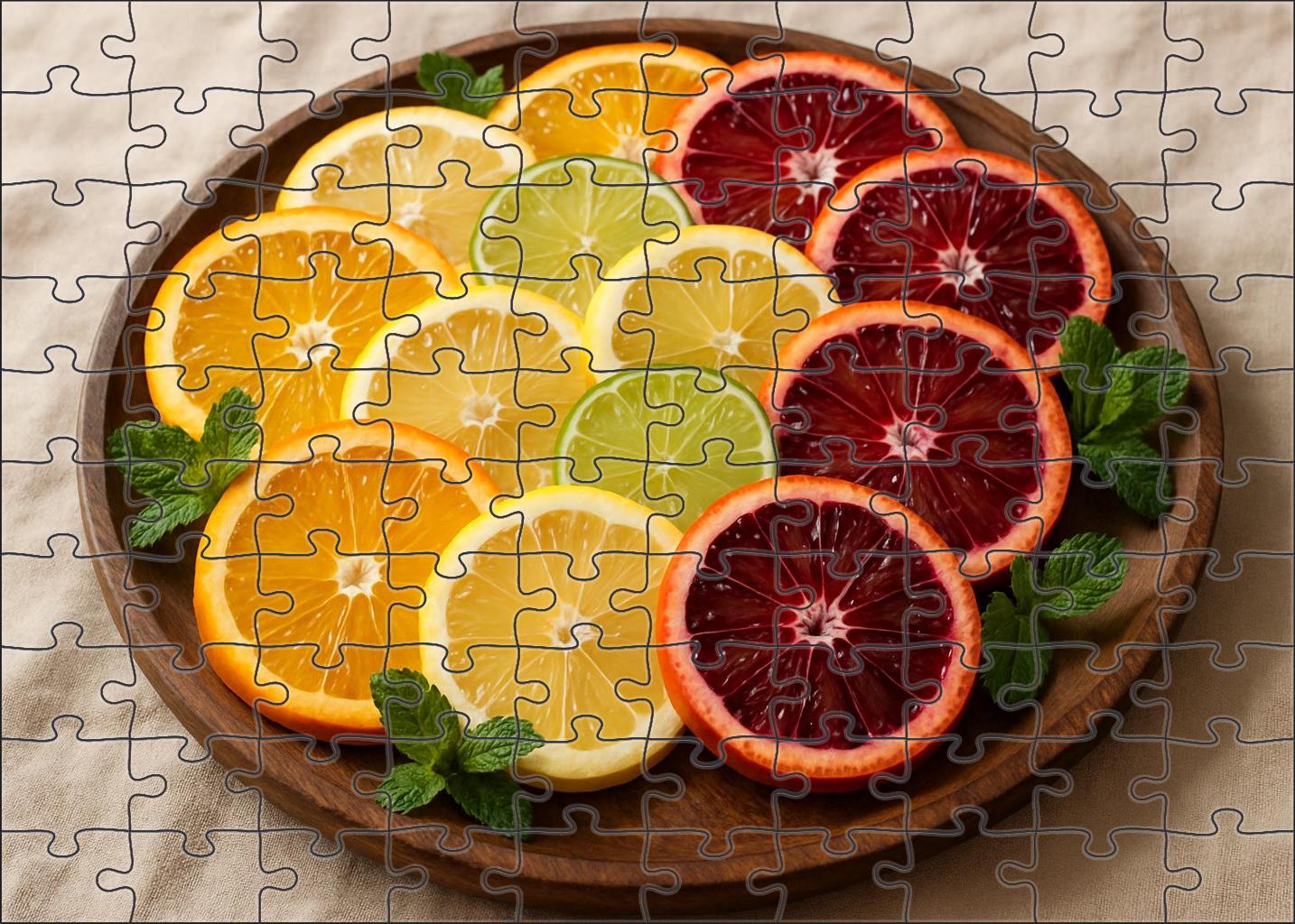 Citrus Symphony Layered Citrus Wheels With Mint Sprigs Large Format Puzzle