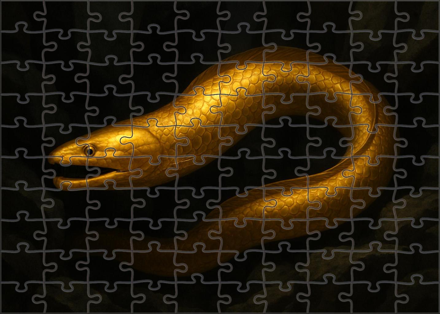Golden Ribbon Eel Elongated Ambush Predator With Shimmering Scales Mini Puzzle
