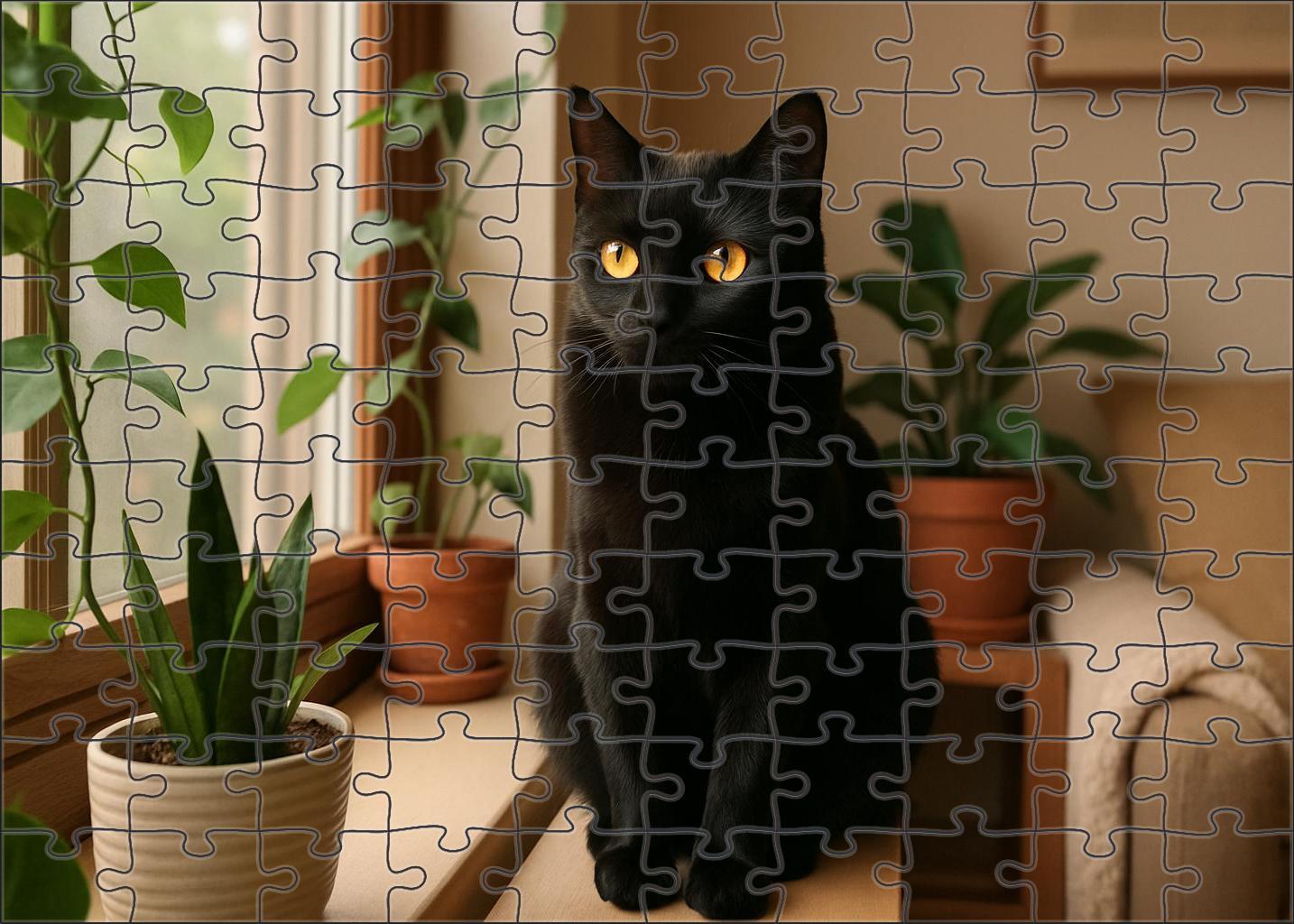 Velvet Nocturne Luxurious Black Shorthair With Playful Grace 200 Piece Puzzle