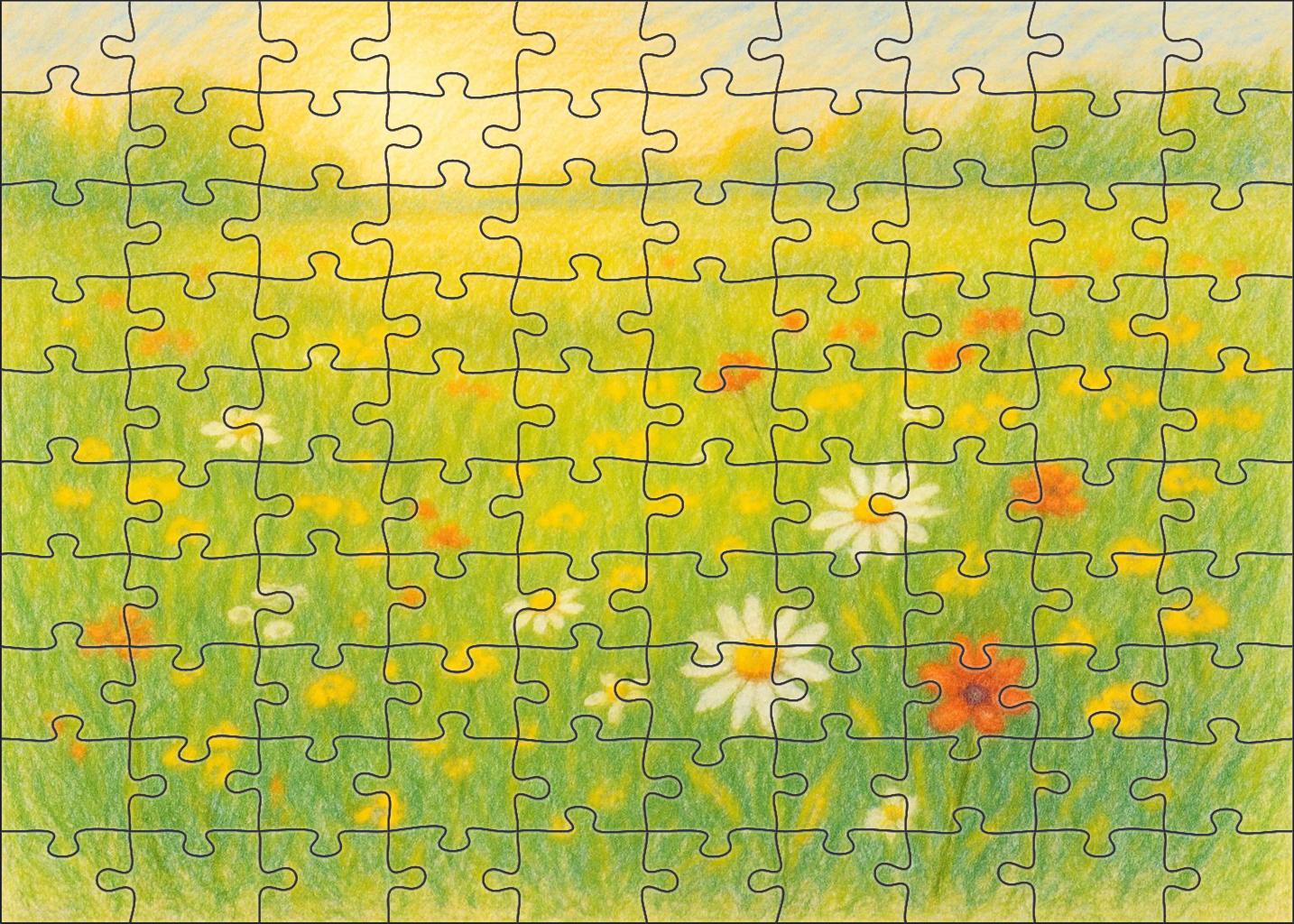 Sunlit Meadow Study Colored Pencil Layers With Gentle Line Definition Large Format Puzzle