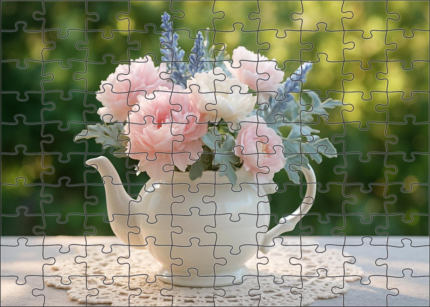 Vintage Garden Tea Party Soft Pastel Blooms With Lace And Porcelain Accents Unique Puzzle Design