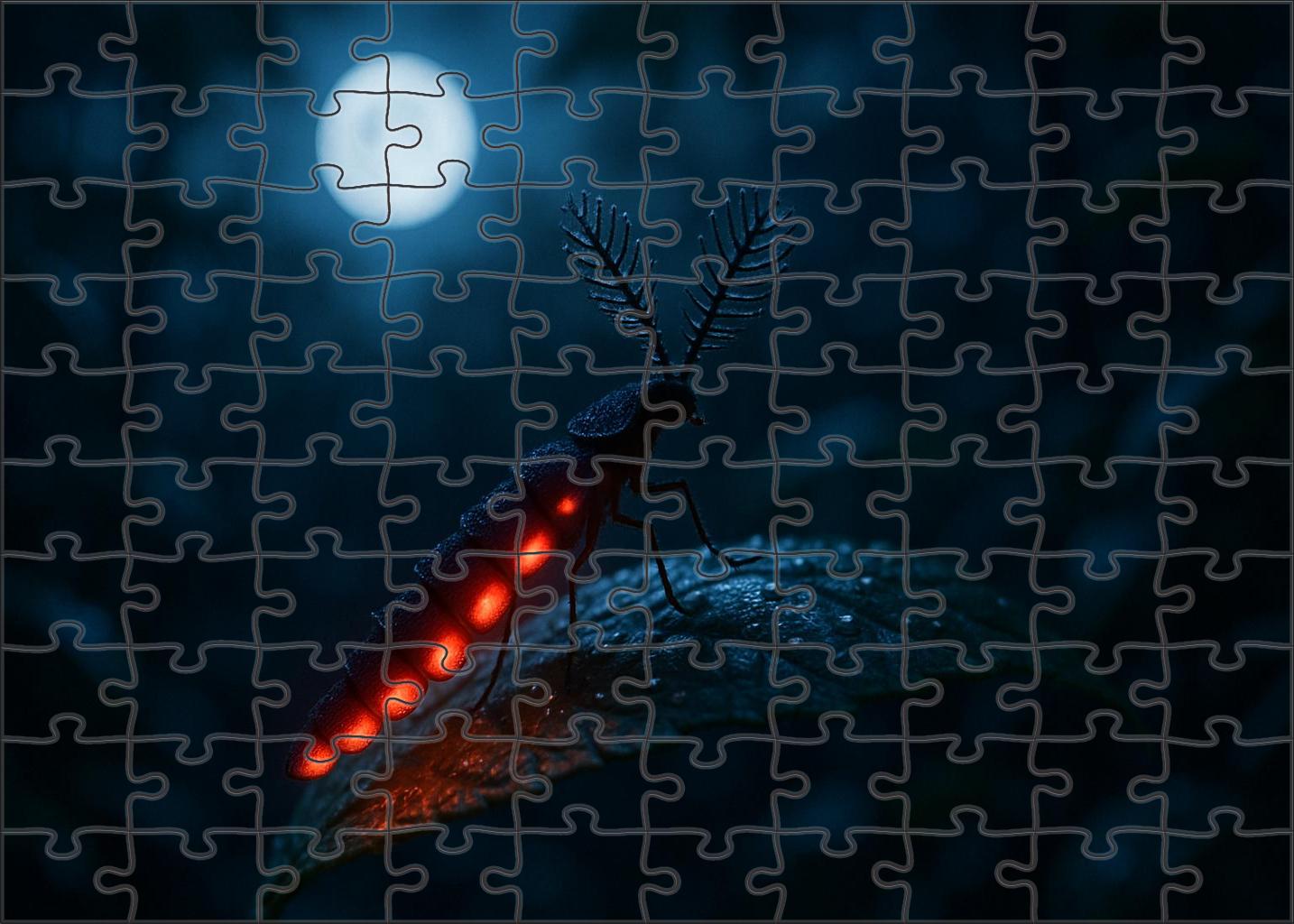 Crimson Lantern Bioluminescent Forest Wanderer With Intricate Antennae Premium Puzzle Pieces