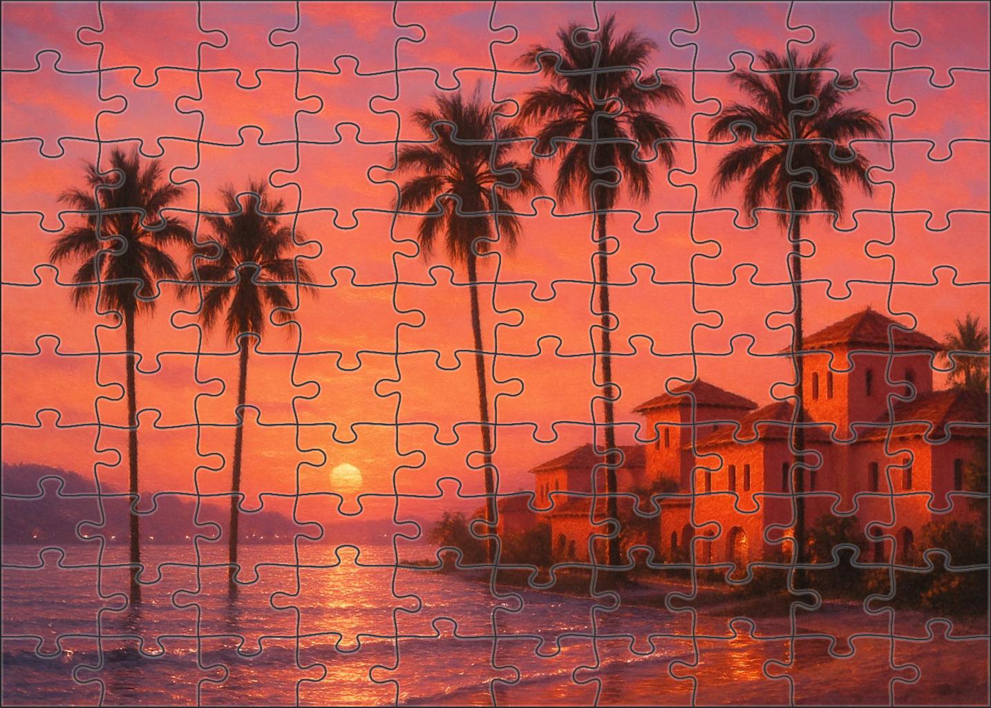 Miami Beach Skyline Pastel-toned Art Deco Meets Modern Palm-lined Waterfront Puzzle For Adults