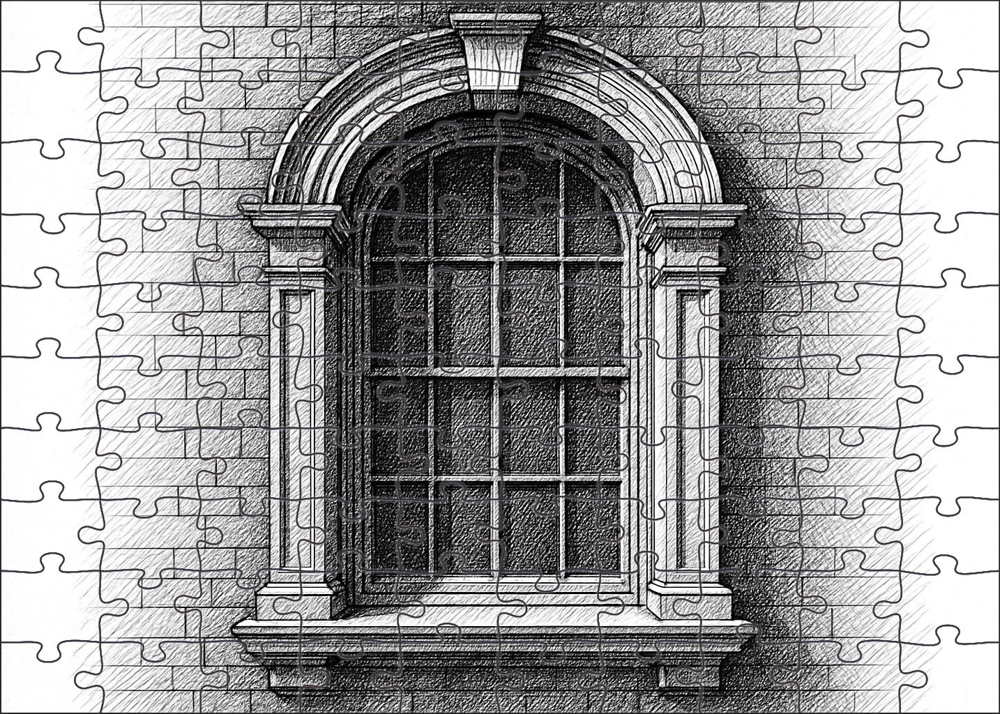 Architectural Window Study Precise Technical Pen Lines With Crosshatching Detail 1000 Piece Puzzle