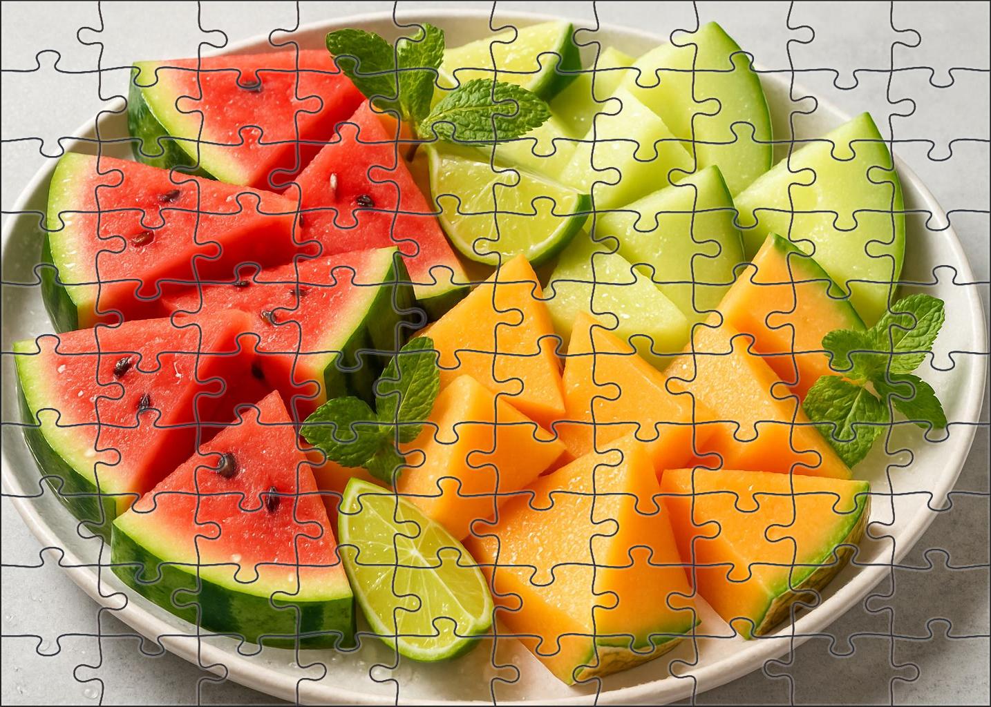 Sunrise Melon Medley Watermelon Cantaloupe And Honeydew Trio 100 Piece Puzzle