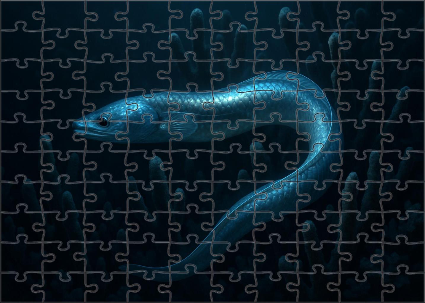 Moonlit Coral Serpent Elongated Eel-like Fish With Silvery Scales And Subtle Glow 200 Piece Puzzle