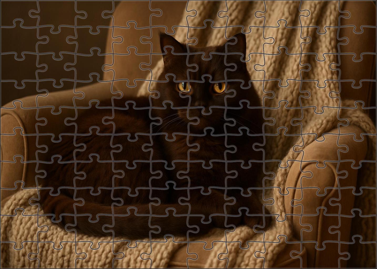 Sable Veil Plush Dark Brown Cat With Mysterious Charm 20 Piece Puzzle