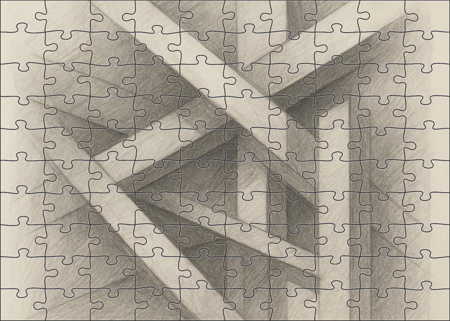 Abstract Architectural Fragment Linear Graphite And Erased Highlights Custom Jigsaw Puzzle