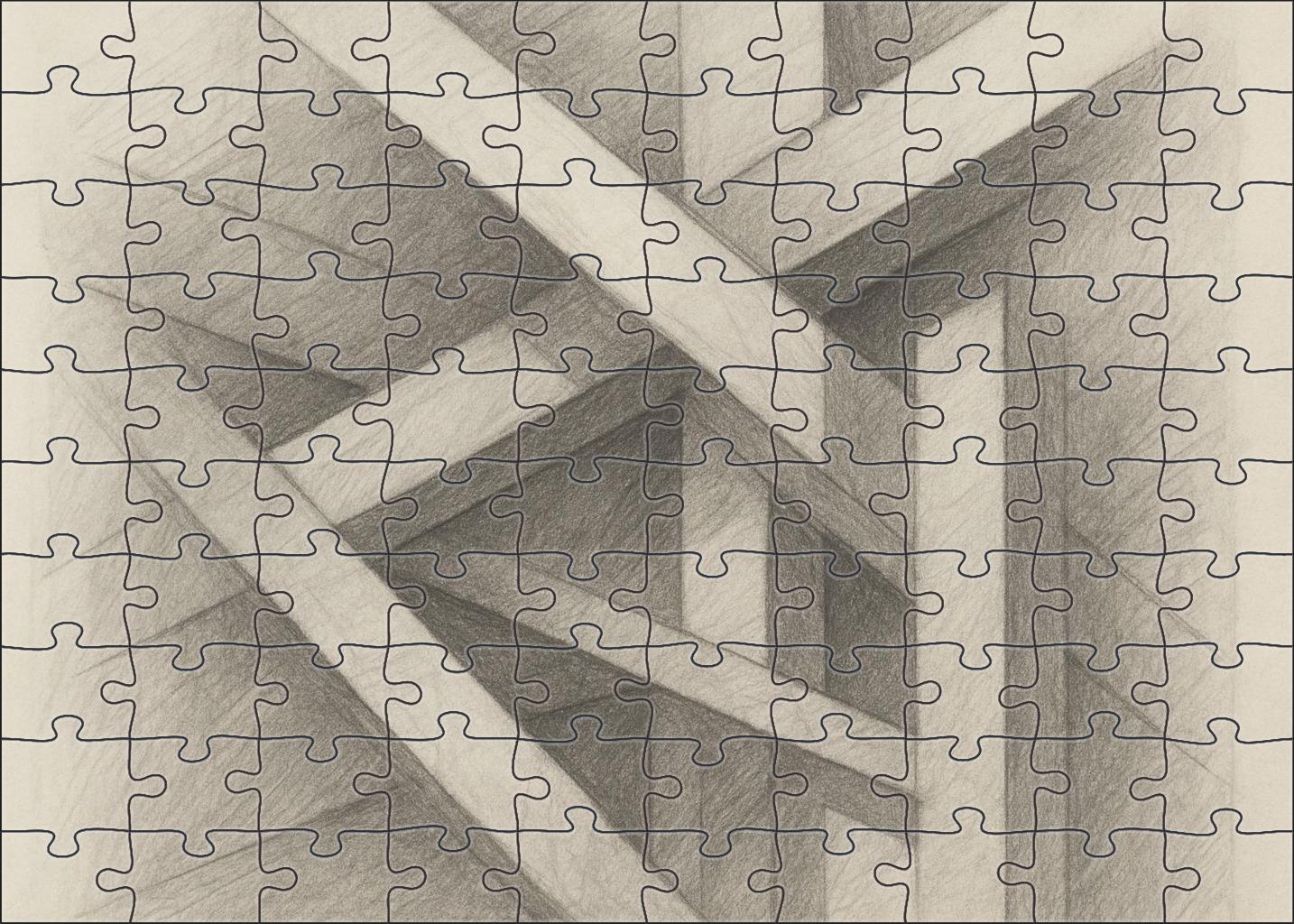 Abstract Architectural Fragment Linear Graphite And Erased Highlights Custom Jigsaw Puzzle