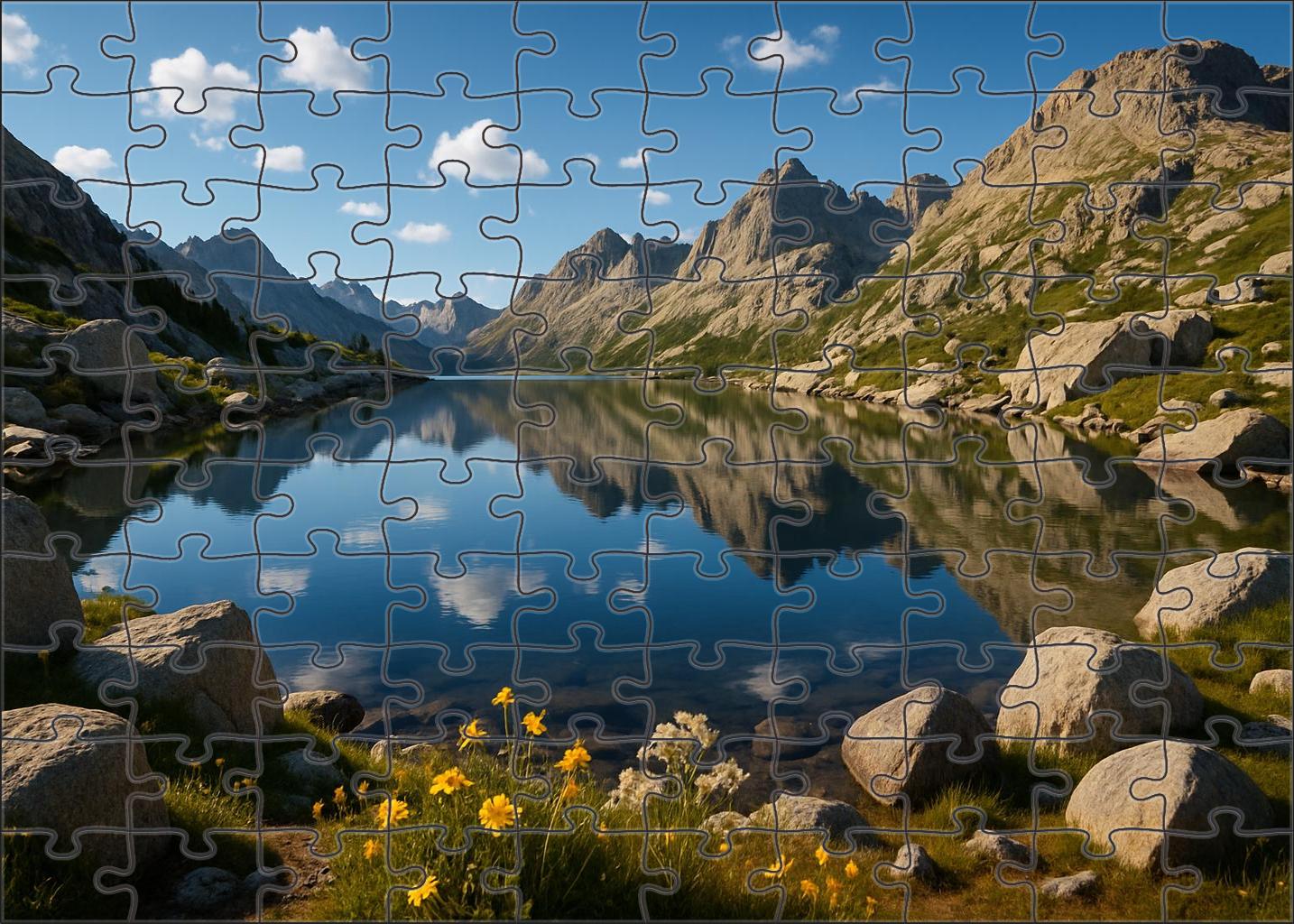 Sunlit Mountain Lake Expanse Puzzle Collection