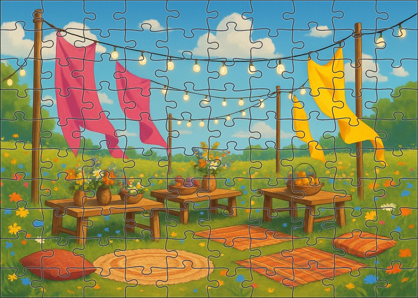 Vibrant Meadow Fiesta Premium Puzzle Pieces
