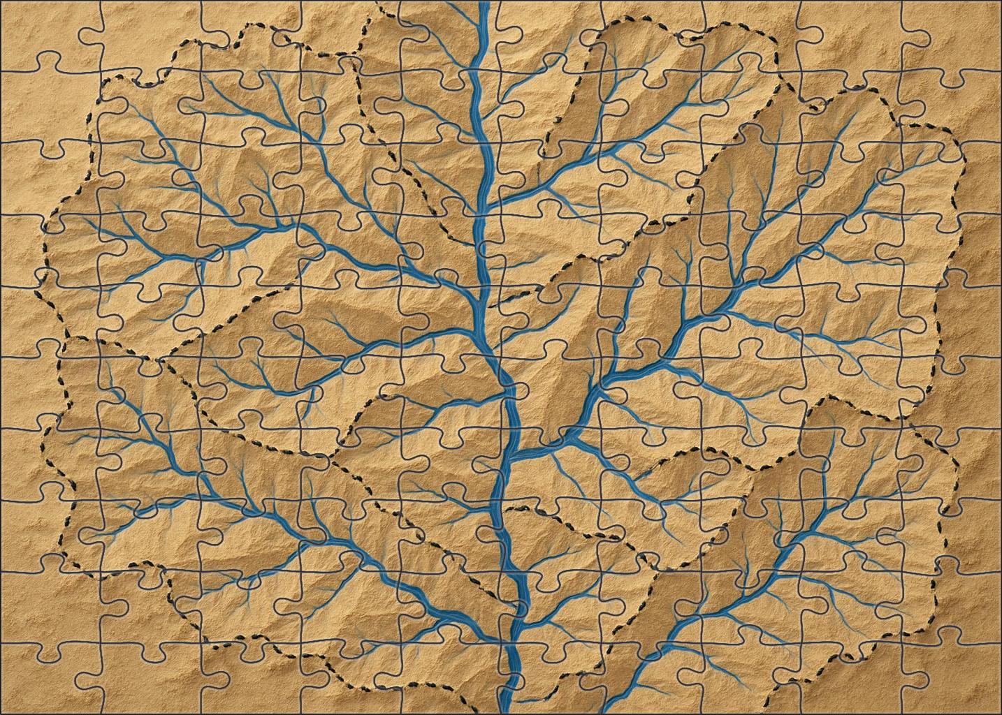 Fluvial Basin Hydrology Map Puzzle For Adults
