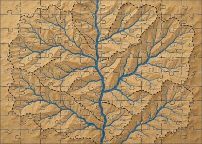 Fluvial Basin Hydrology Map Puzzle For Adults