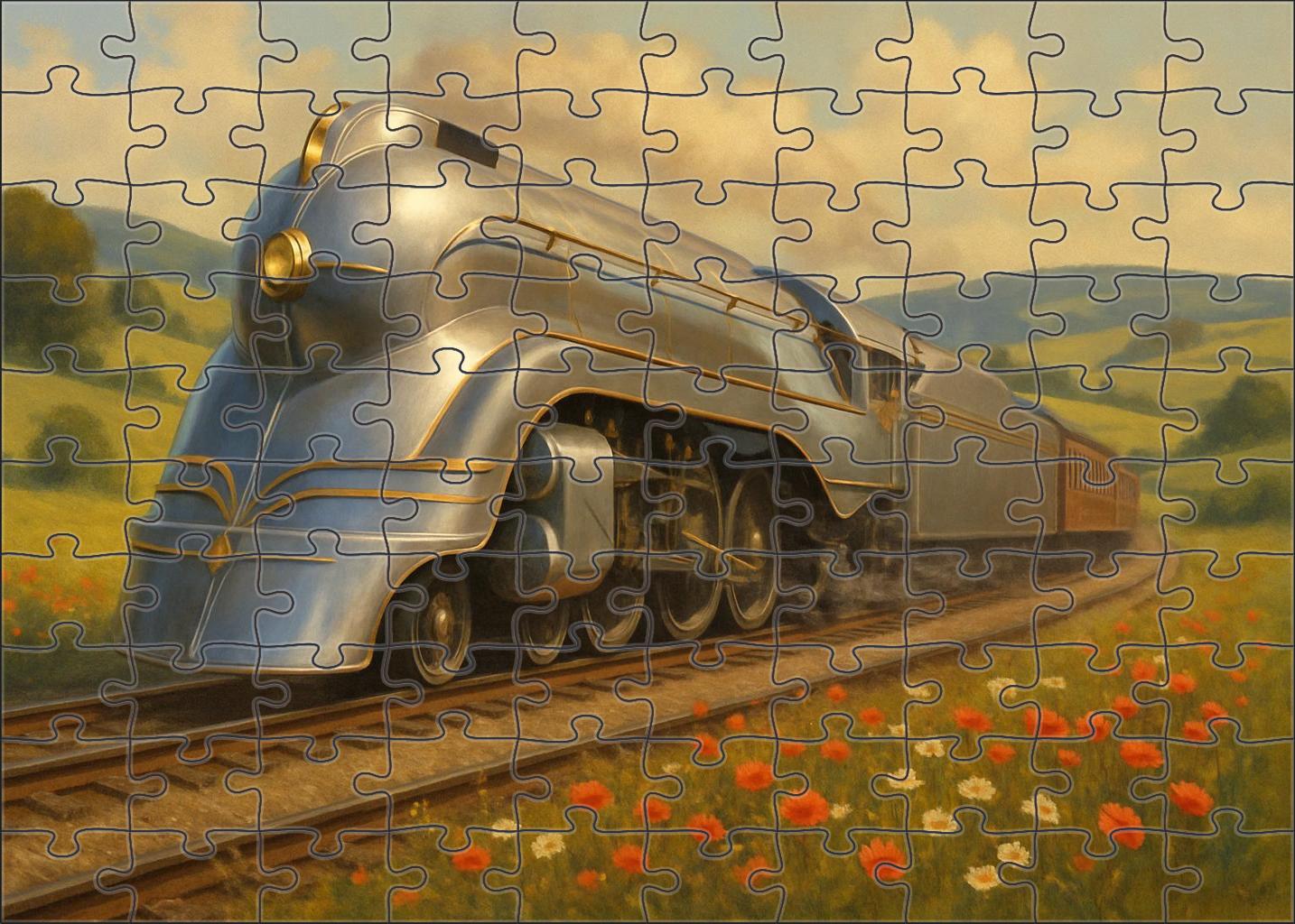 Retro-futuristic Diesel-electric Train 100 Piece Puzzle