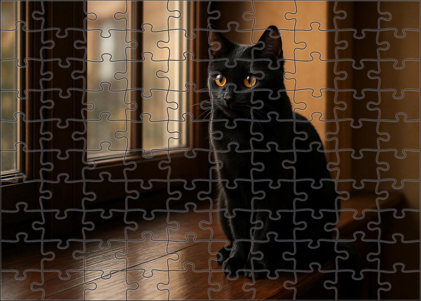 Velvet Shadow Sleek Ebony Shorthair With Mysterious Grace Premium Puzzle Pieces
