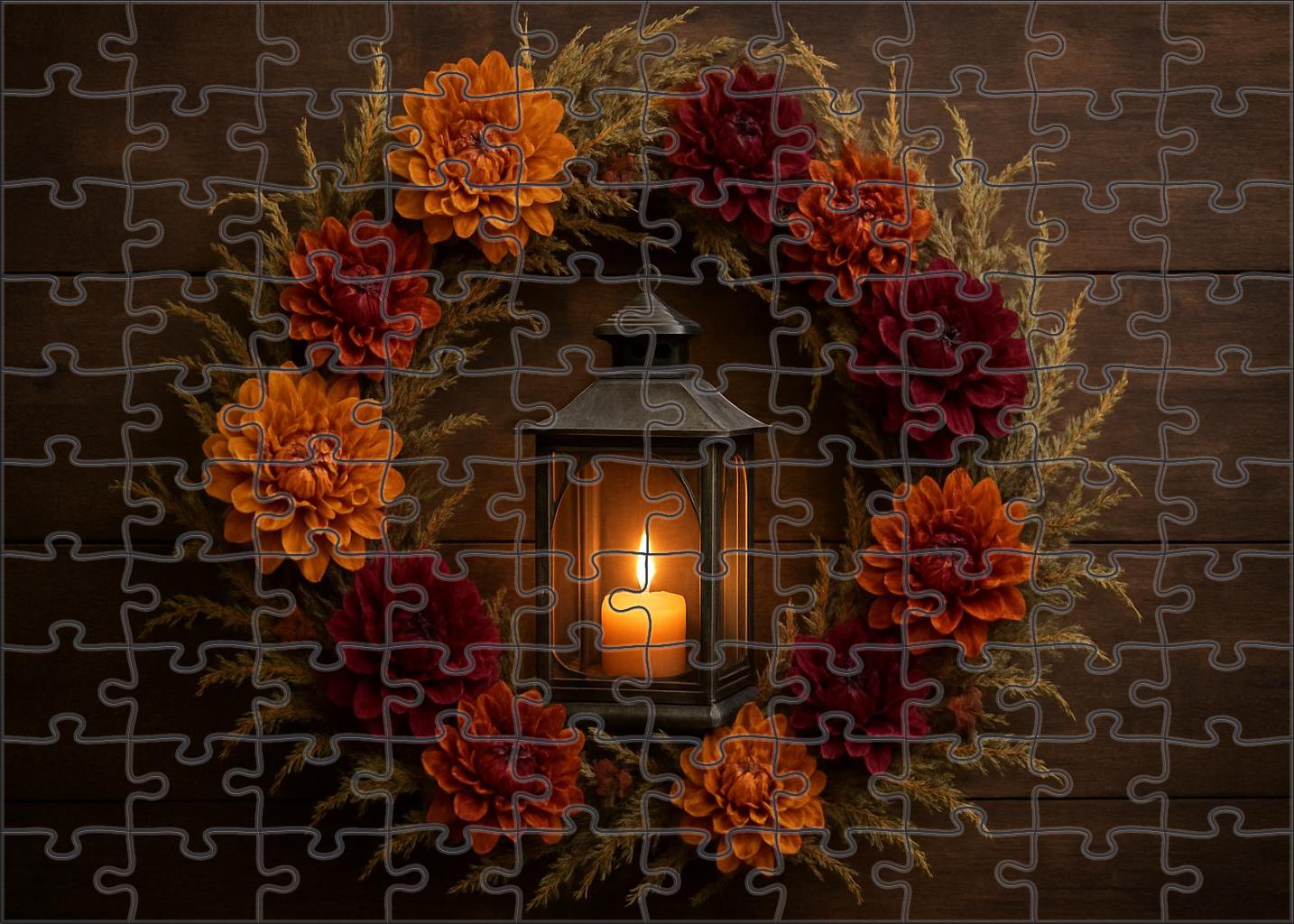 Evening Glow Lantern Wreath 100 Piece Puzzle