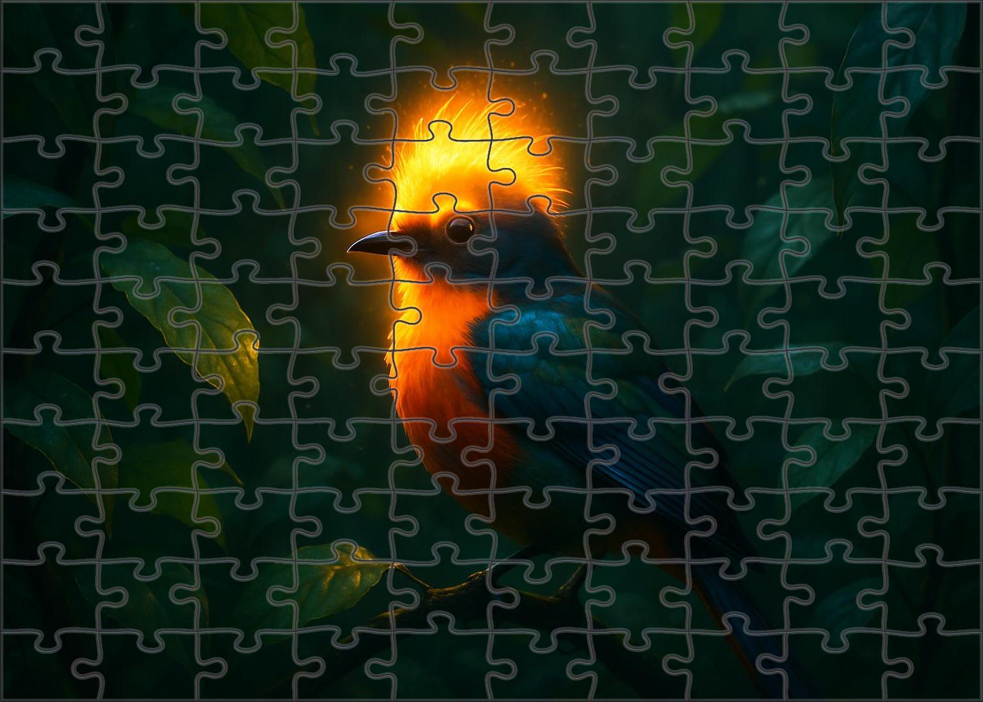 Glowing Hornbill Vibrantly Plumed Bird With Luminescent Crest And Social Foraging Habits Puzzle Collection