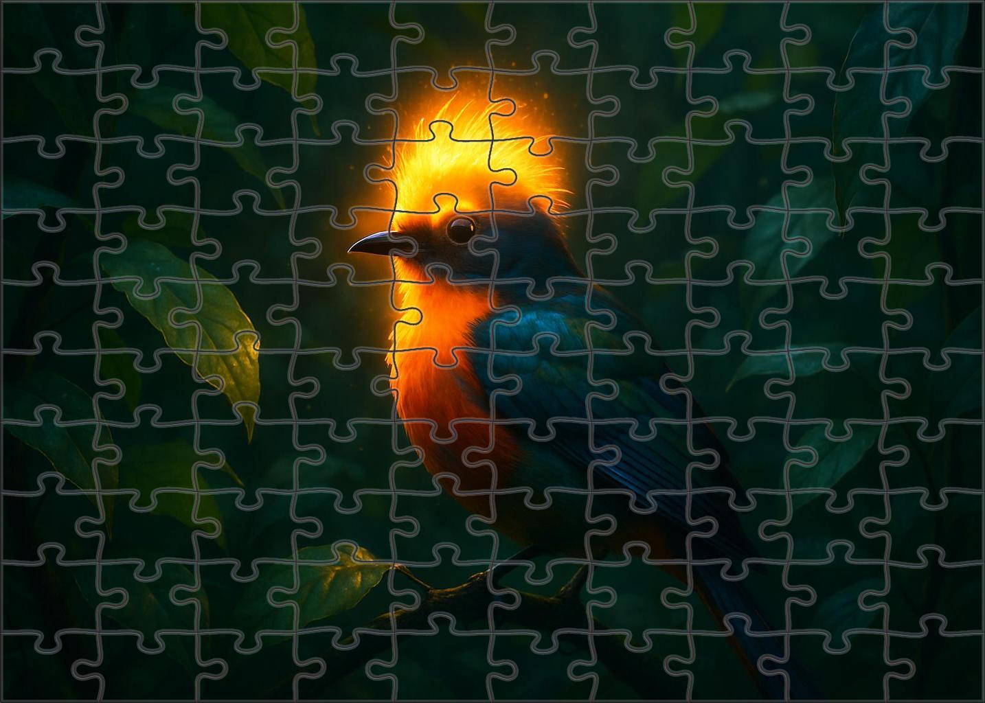 Glowing Hornbill Vibrantly Plumed Bird With Luminescent Crest And Social Foraging Habits Puzzle Collection