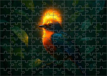 Glowing Hornbill Vibrantly Plumed Bird With Luminescent Crest And Social Foraging Habits Puzzle Collection
