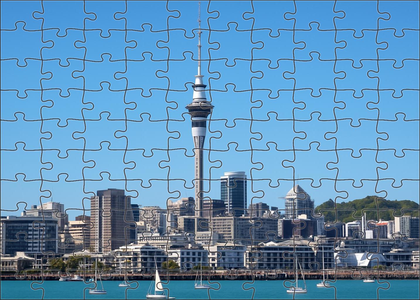 Auckland Waterfront Skyline New Zealands Leading Harbor City Silhouette 300 Piece Puzzle