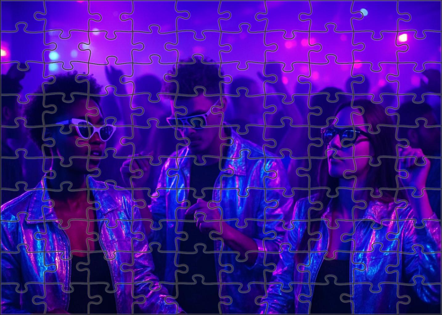 Synth-pop Neon Nights Retro Electronic Sound And Style Puzzle Fun