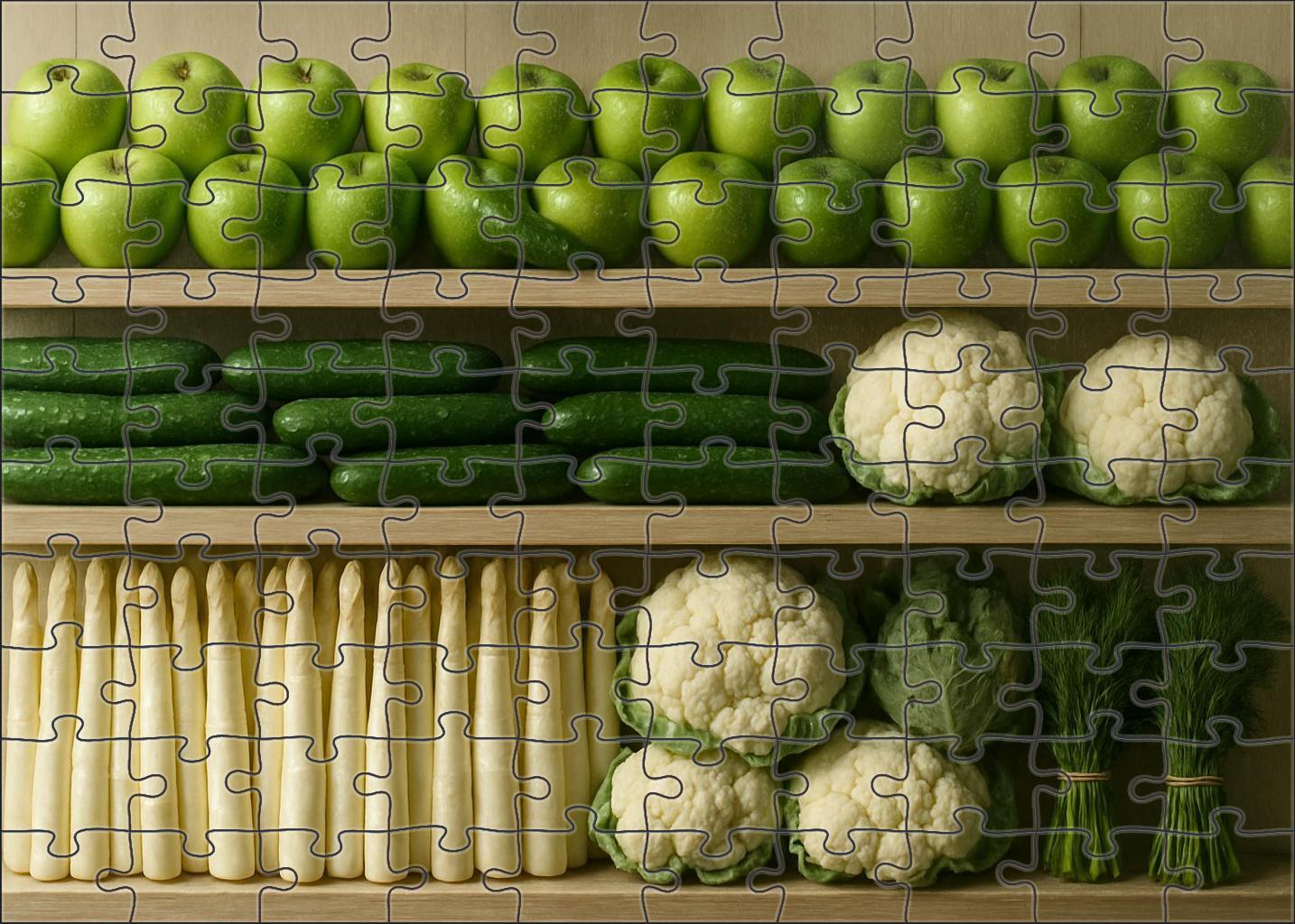 Verdant Market Aisle Green And White Vegetable And Fruit Fusion 500 Piece Puzzle