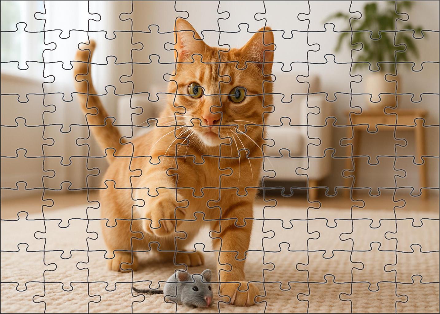 Amber Flicker Fiery Orange Ticked Tabby With Playful Wit Premium Puzzle Pieces