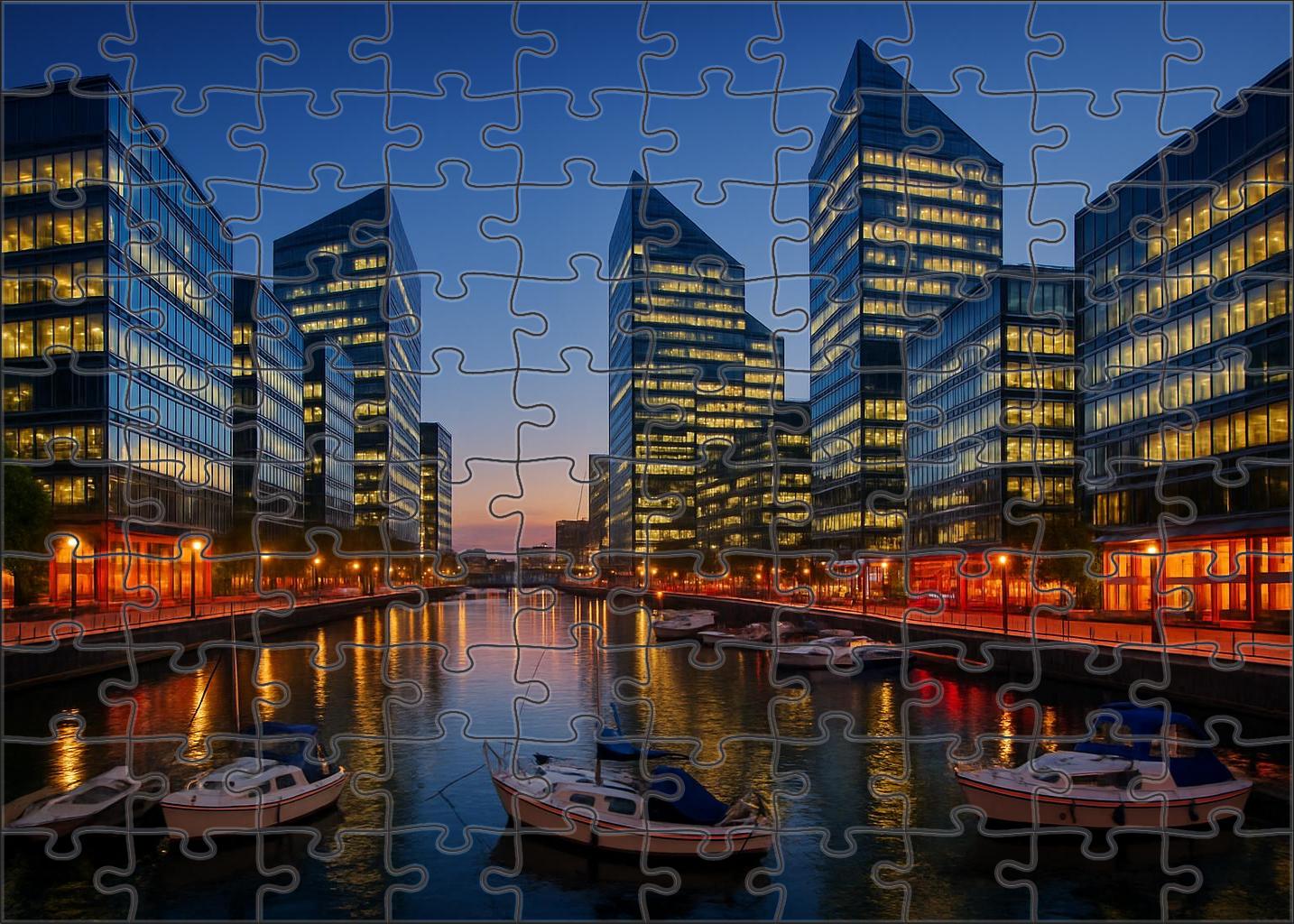 Melbourne Docklands Skyline Emerging Urban Waterfront With Contemporary Silhouettes Wooden Jigsaw Puzzle puzzle