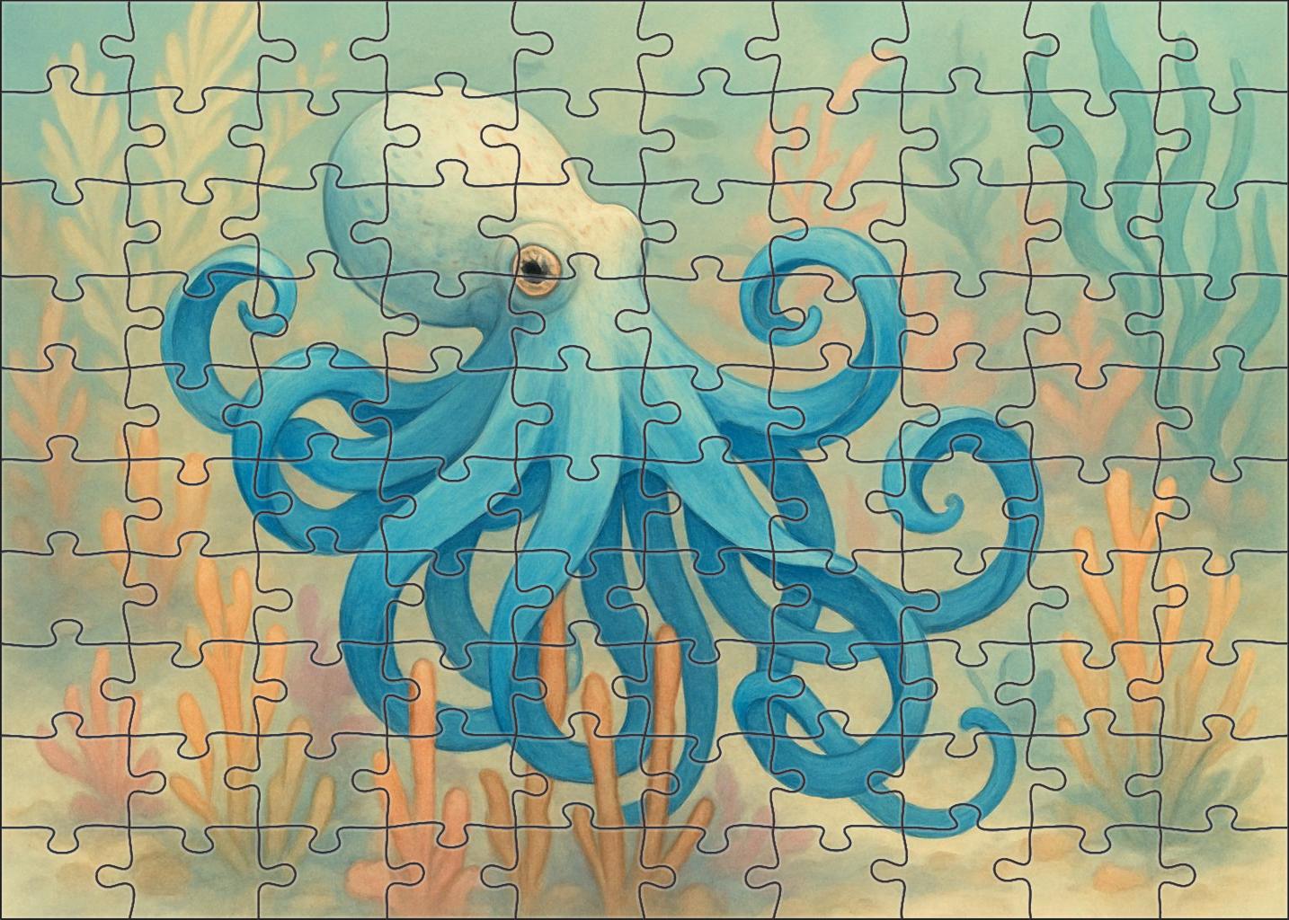 Azure Ribbon Octopus Graceful Ambush Artist 1000 Piece Puzzle