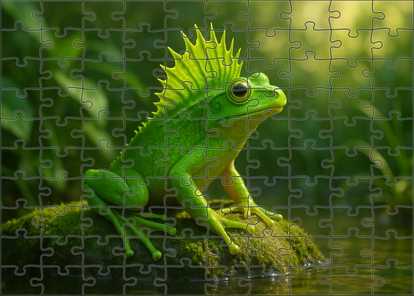 Jade Crest Hopper Vibrant Amphibian With High Leaping Ability And Unique Vocalizations Premium Puzzle Pieces