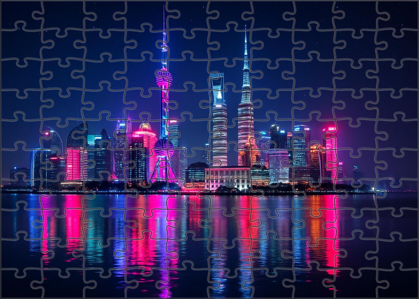 Tokyo Bay Skyline Neon-lit Urban Spectacle With Tokyo Skytree And Tokyo Tower Puzzle For Adults