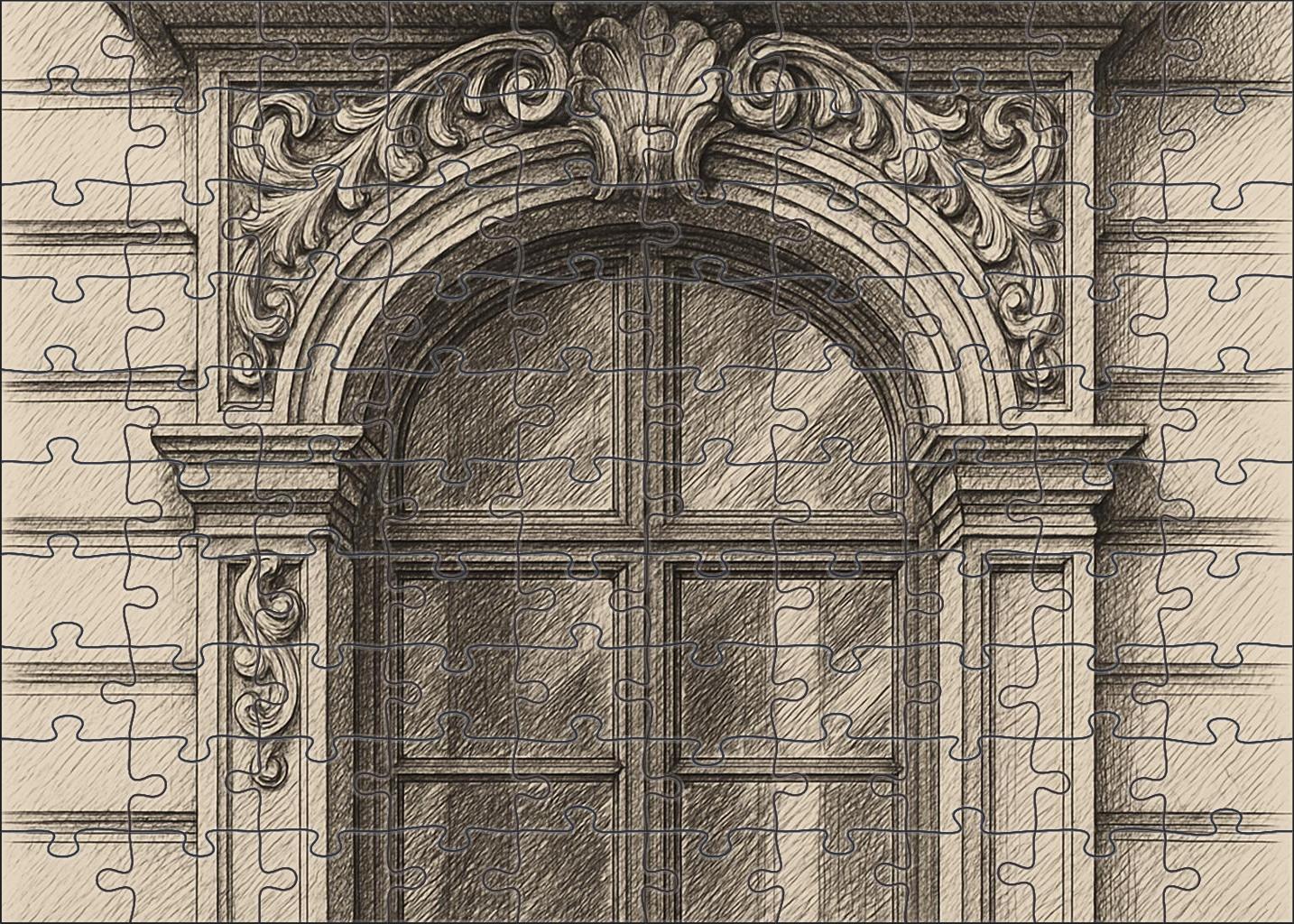 Architectural Window Frames Technical Pen Line Study Premium Puzzle Pieces