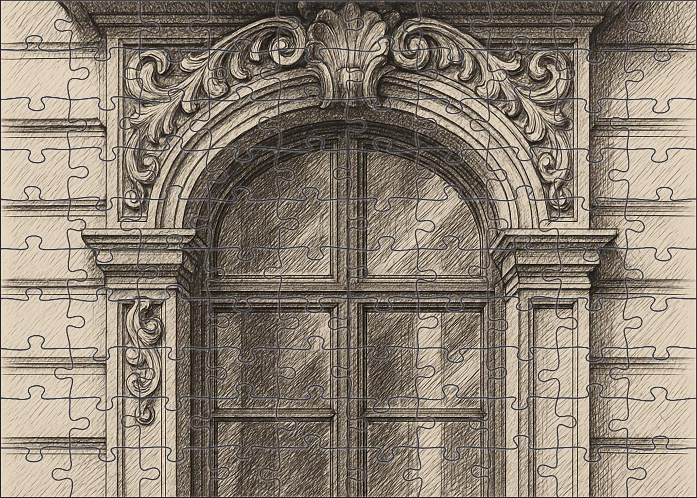 Architectural Window Frames Technical Pen Line Study Premium Puzzle Pieces