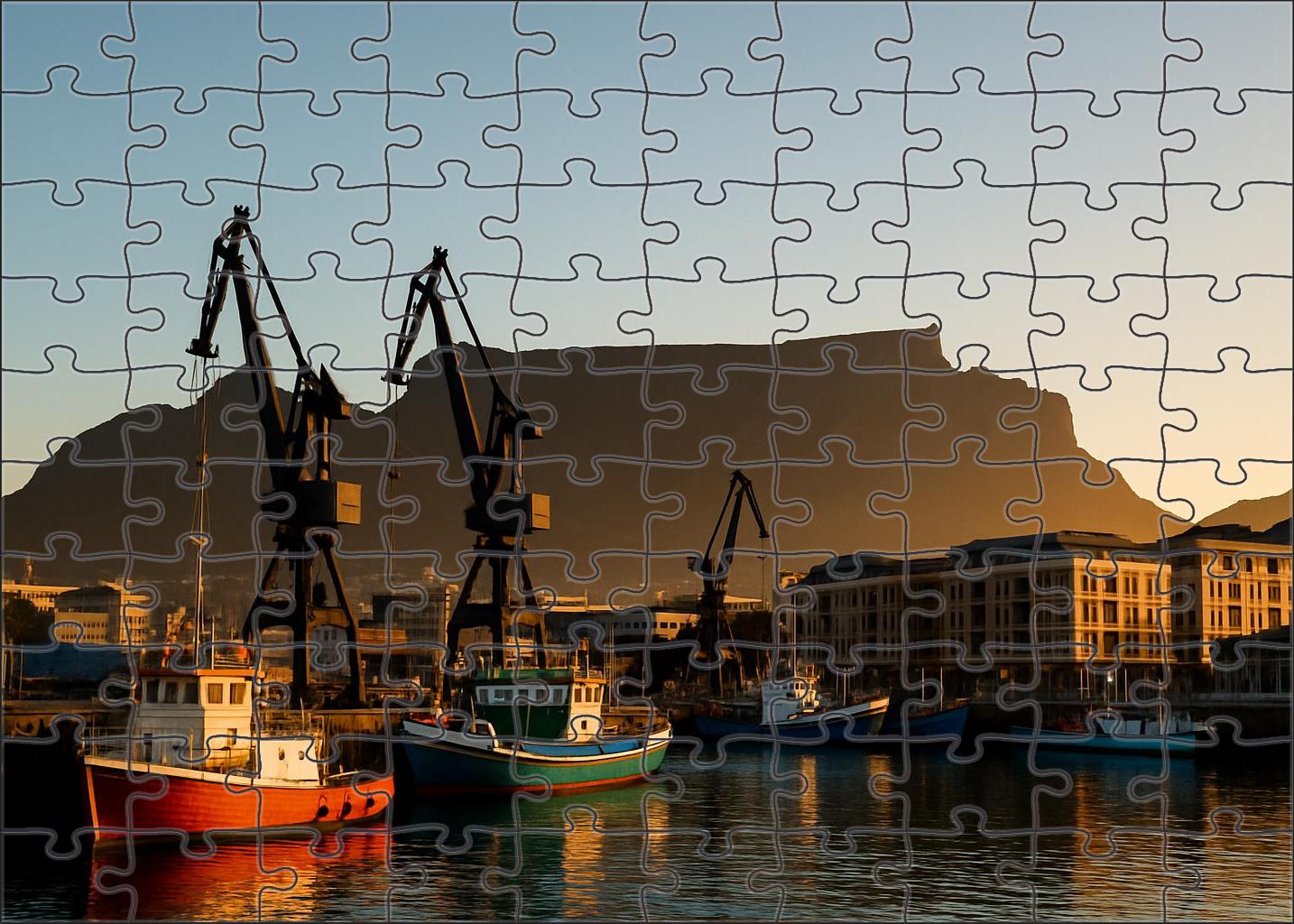 Cape Town Waterfront Skyline Iconic Backdrop Of Table Mountain Meeting Vibrant Harbor Structures Family Puzzles