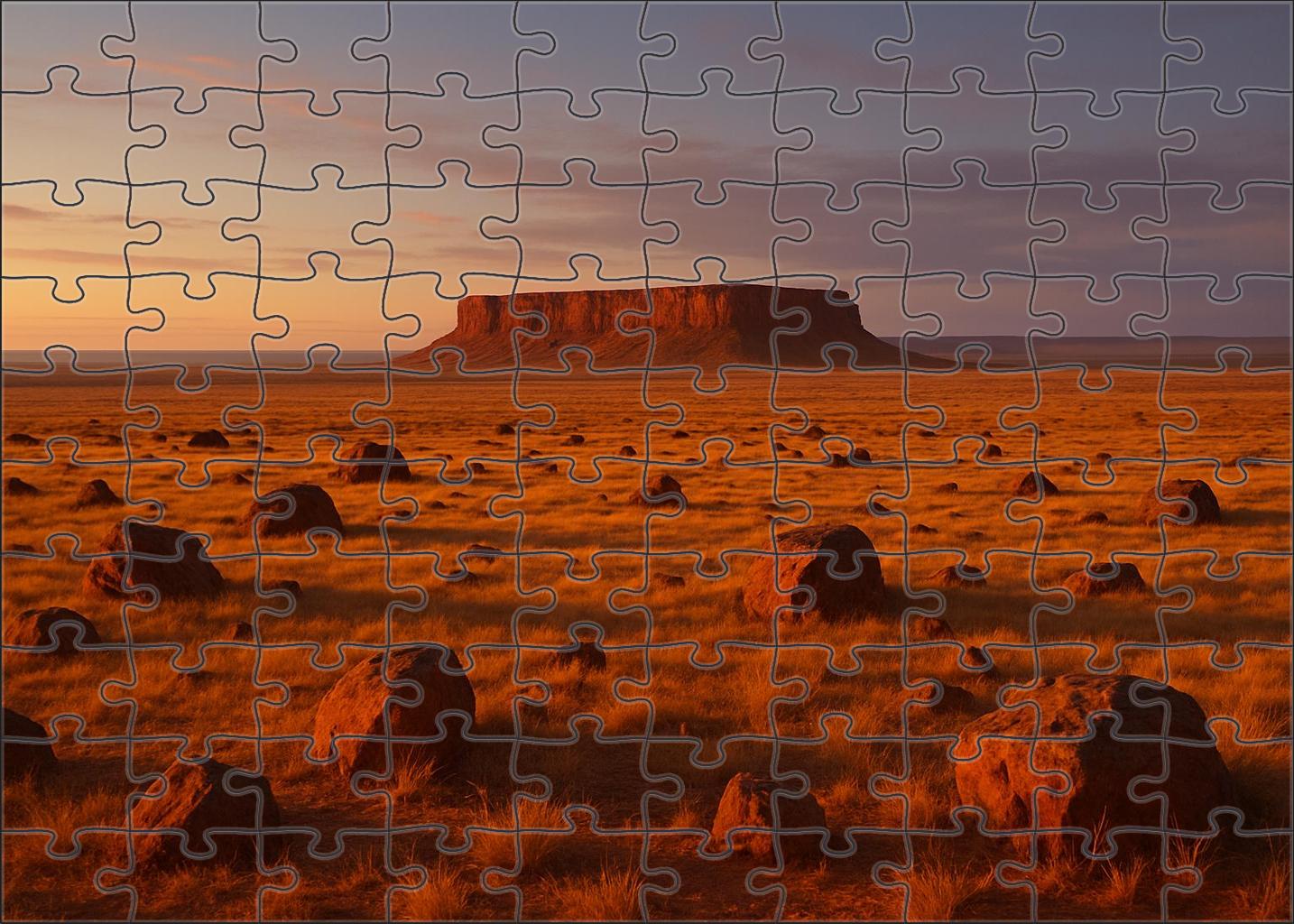 Golden Plateau At Dusk Premium Puzzle Pieces