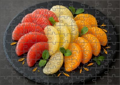 Exotic Citrus Fan Grapefruit Pomelo And Tangerine Segments Large Format Puzzle