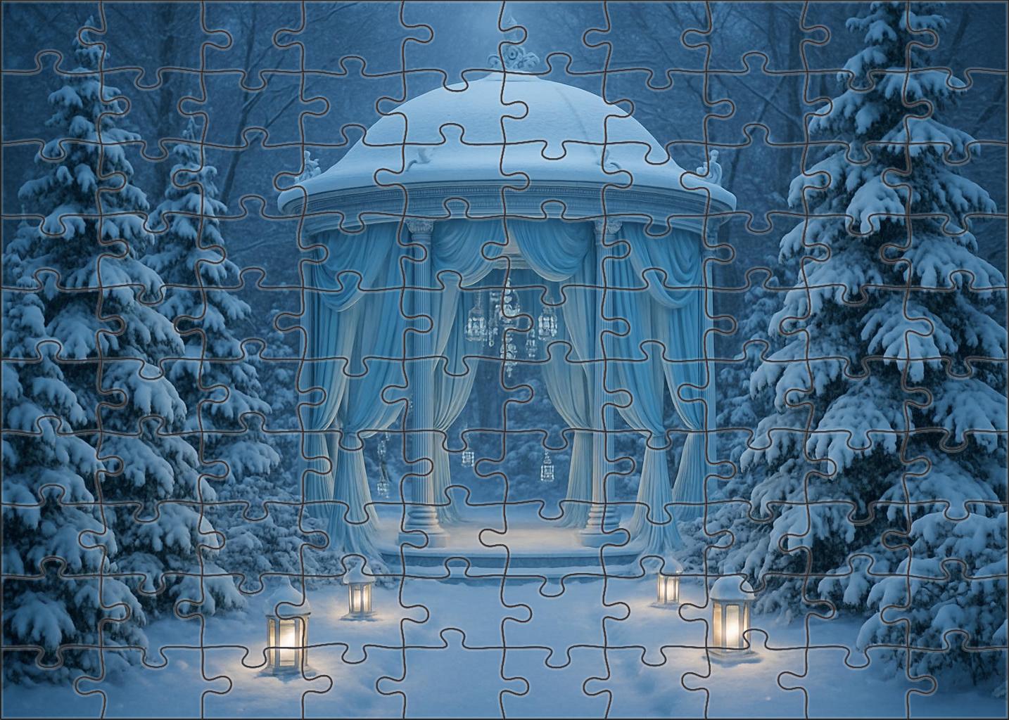 Crystal Frost Pavilion Icy Blue Elegance In A Winter Garden 20 Piece Puzzle
