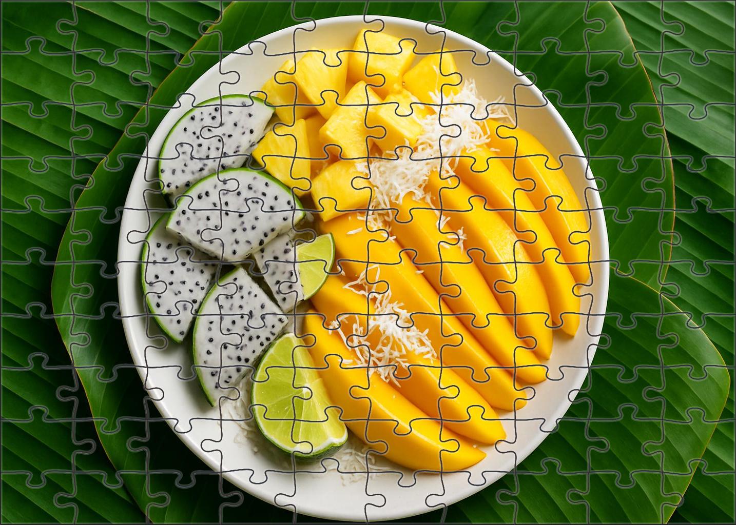 Tropical Breeze Medley Mango Pineapple And Dragon Fruit Elegance 20 Piece Puzzle