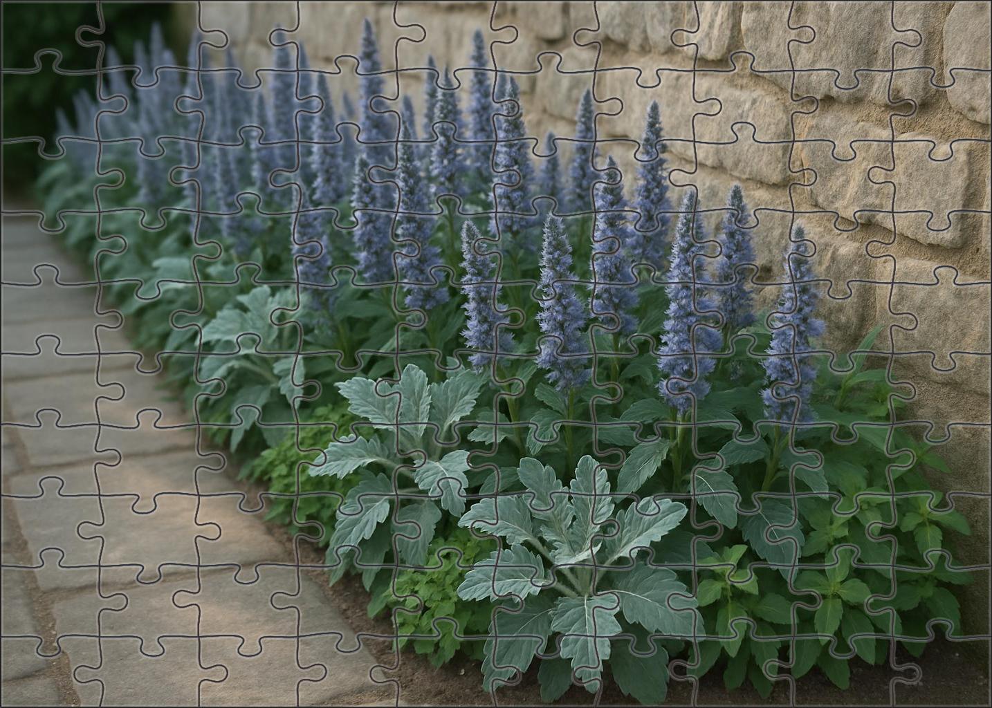 Serene Blue-gray Herb Border Puzzle Collection