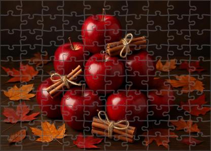 Candy Apple Orchard Glossy Red Apples And Cinnamon Stick Accents Puzzle Challenge