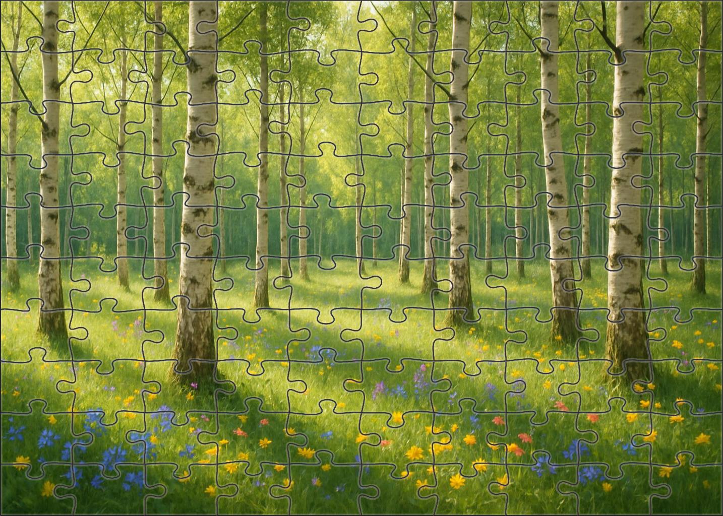 Sun-dappled Birch Stand Unique Puzzle Design
