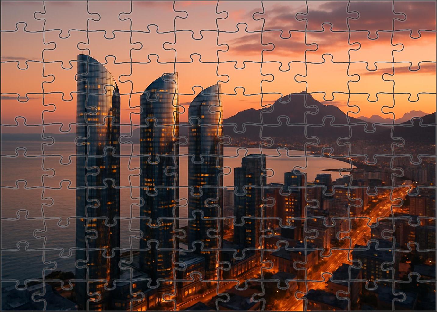 Vancouver Waterfront Skyline Mountains Meeting Ocean With A Graceful Blend Of Glass High-rises And Green Spaces Unique Puzzle Design