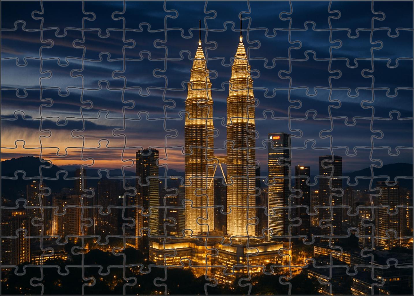 Kuala Lumpur Skyline Towering Petronas Twins And Rapid Development Mini Puzzle