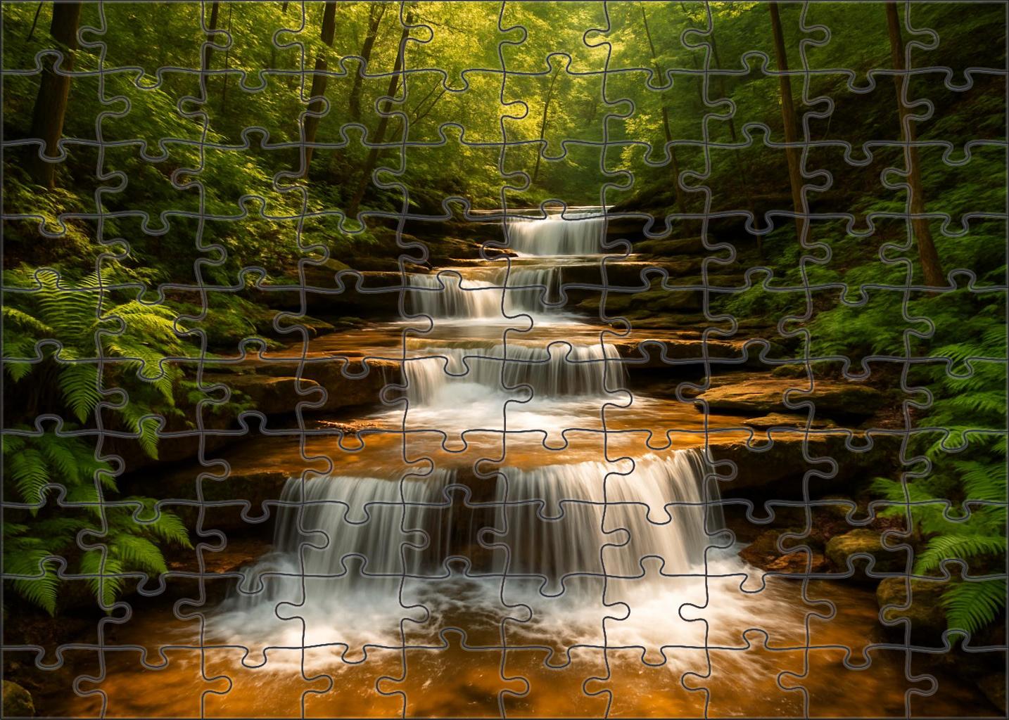 Emerald Hollow Cascade Premium Puzzle Pieces