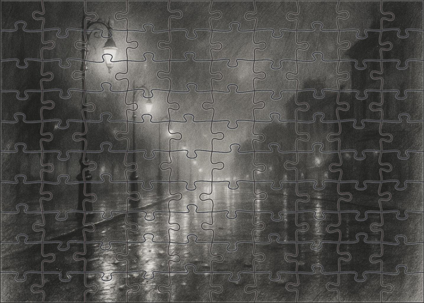 Nocturnal City Reflections Soft Graphite And Charcoal Urban Nightscape Family Puzzles