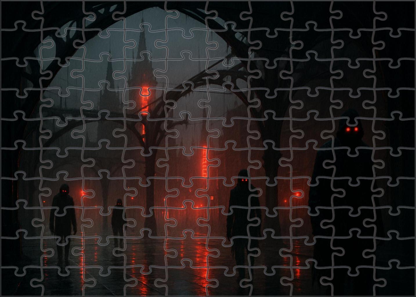 Gothic Cyber Horror Neon Shadows In Dystopian Labyrinths Custom Jigsaw Puzzle
