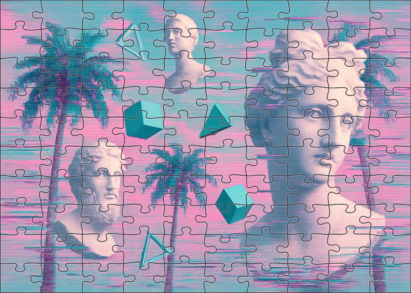 Vaporwave Dreamscape Pastel Nostalgia With Glitch Art Beats 20 Piece Puzzle