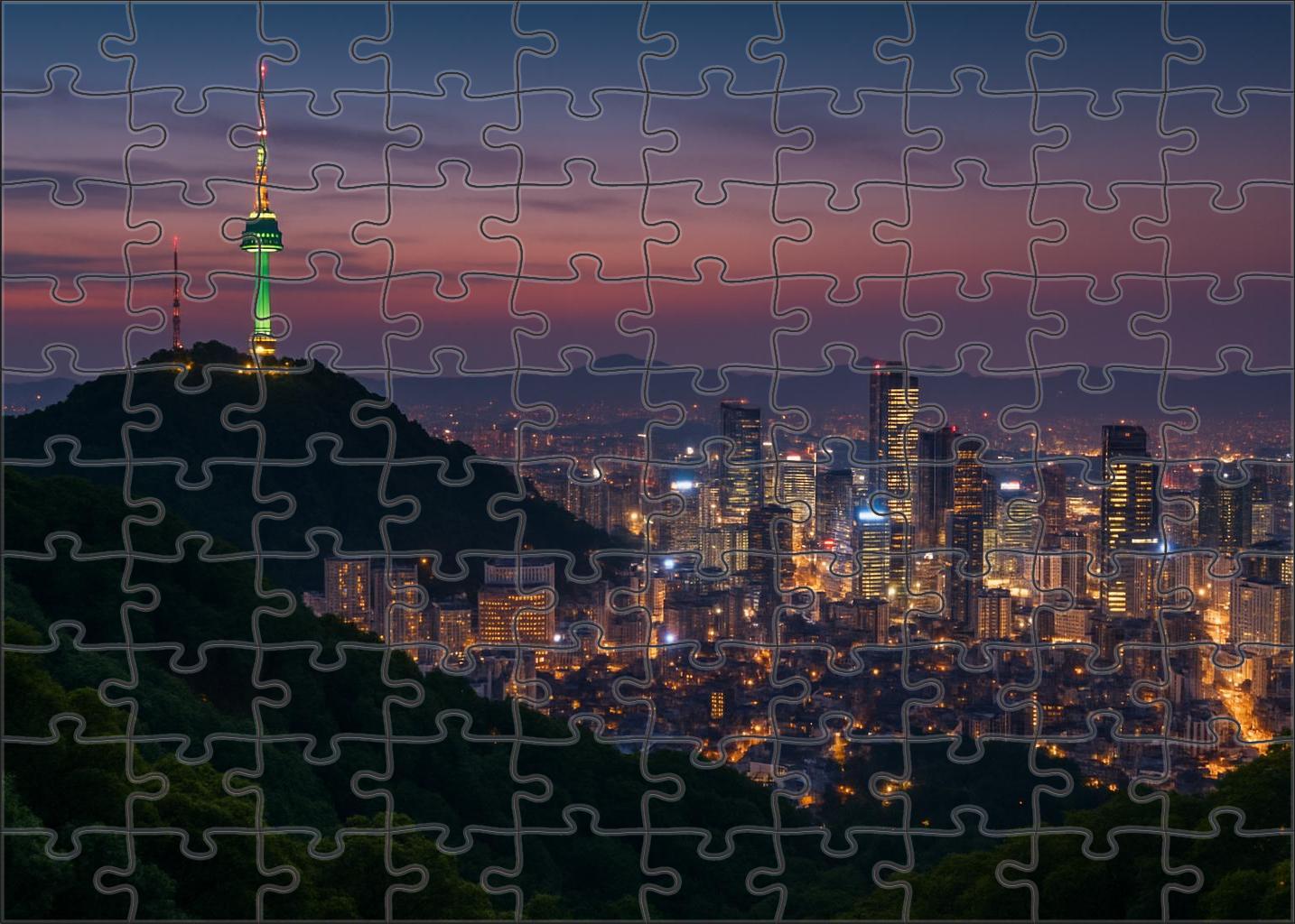 Seoul Namsan Skyline Dominated By N Seoul Tower And A Diverse Array Of Urban High-rises Blending History And Technology Puzzle For Kids